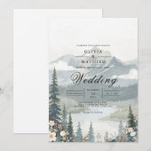 Serene Mountain Landscape Wedding Kaart (Voorkant / Achterkant)