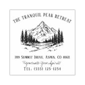Serene Mountain Peak Stamp voor Luxury Spa Retreat Rubberstempel (Afrduk)