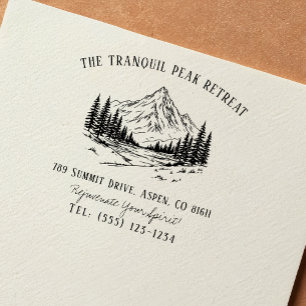 Serene Mountain Peak Stamp voor Luxury Spa Retreat Rubberstempel