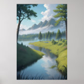 Serene Mountain River Poster (Voorkant)