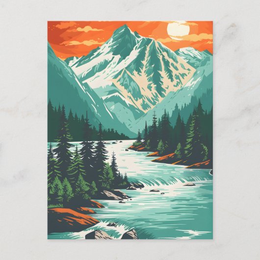 Serene Mountain Stream Art Briefkaart (Voorkant)