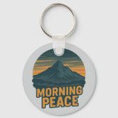 Serene Mountain Sunrise Retro Emblem Sleutelhanger (Voorkant)