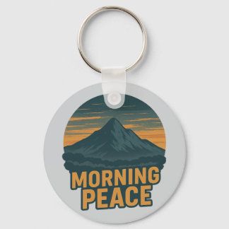 Serene Mountain Sunrise Retro Emblem Sleutelhanger