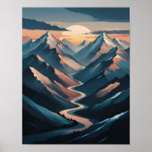 Serene Mountain Sunset Poster (Voorkant)