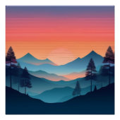 Serene Mountain Sunset Uitzicht Perfect Poster (Voorkant)