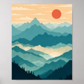 Serene Mountain Vista Sunset Poster (Voorkant)