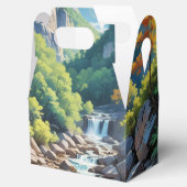 Serene Mountain Waterval Landschap Bedankdoosjes (Geopend)