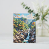 Serene Mountain Waterval Landschap Briefkaart (Staand voorkant)