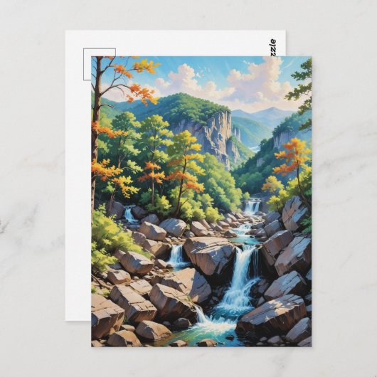 Serene Mountain Waterval Landschap Briefkaart (Voorkant / Achterkant)