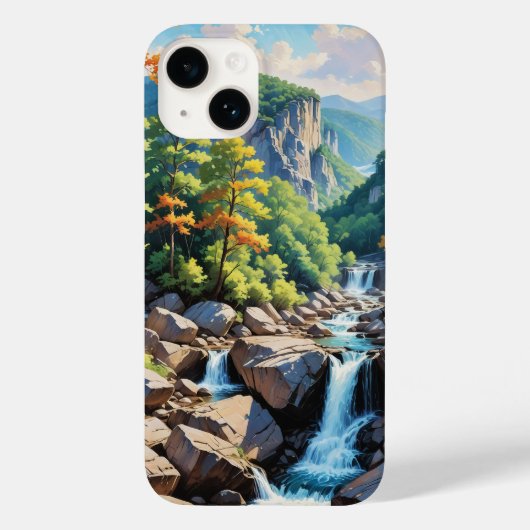 Serene Mountain Waterval Landschap Case-Mate iPhone Case (Achterkant)