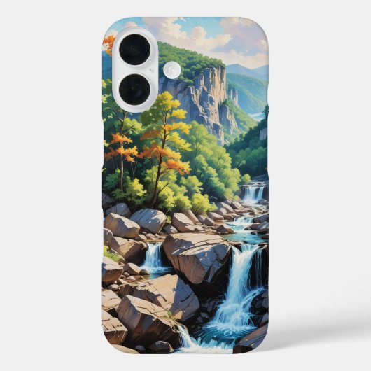 Serene Mountain Waterval Landschap Case-Mate iPhone Case (Achterkant)