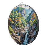 Serene Mountain Waterval Landschap Dartbord (Voorkant Rechts)