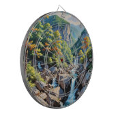 Serene Mountain Waterval Landschap Dartbord (Voorkant Links)