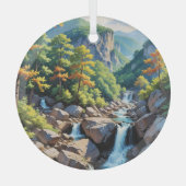 Serene Mountain Waterval Landschap Glas Ornament (Voorkant)