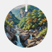 Serene Mountain Waterval Landschap Glas Ornament (Achterkant)