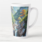 Serene Mountain Waterval Landschap Latte Mok (Rechts)