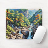 Serene Mountain Waterval Landschap Muismat (Met muis)