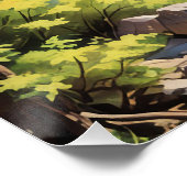 Serene Mountain Waterval Landschap Perfect Poster (Hoek)