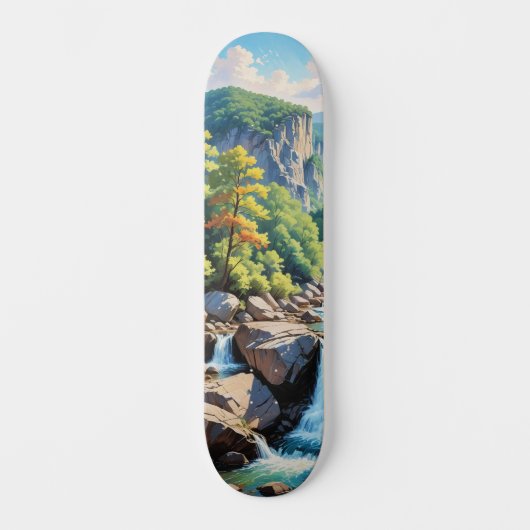 Serene Mountain Waterval Landschap Persoonlijk Skateboard (Voorkant)