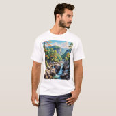 Serene Mountain Waterval Landschap T-shirt (Voorkant volledig)