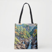 Serene Mountain Waterval Landschap Tote Bag (Voorkant)