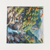 Serene Mountain Waterval Landschap Wandkleed (Voorkant (horizontaal))
