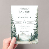 Serene Mountain Wedding Acryl Uitnodigingen (Insitu (Draagbaar))