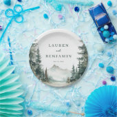 Serene Mountain Wedding Papieren Bordje (Feest)