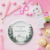 Serene Mountain Wedding Papieren Bordje (Feest)