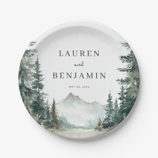 Serene Mountain Wedding Papieren Bordje (Voorkant)