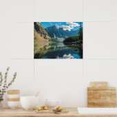 Serene Mountains Behind River Natuur Scene Poster (Keuken)
