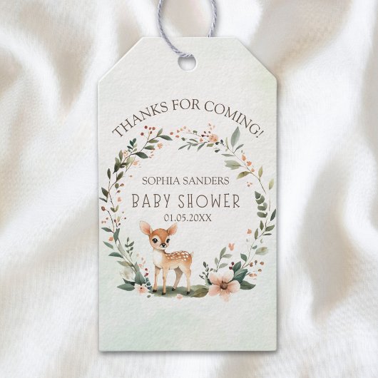 Serene Nature Deer Baby Shower Cadeaulabel