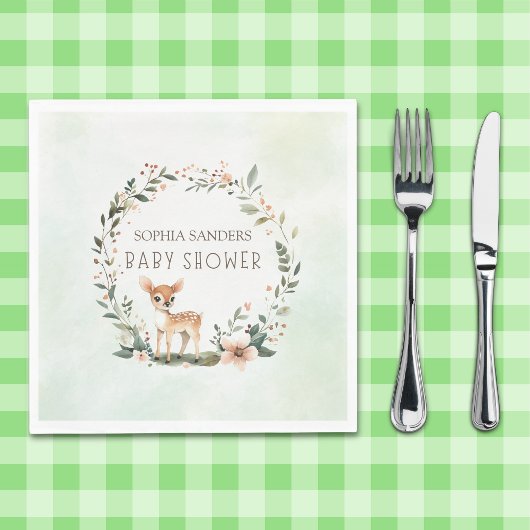 Serene Nature Deer Baby Shower Servet