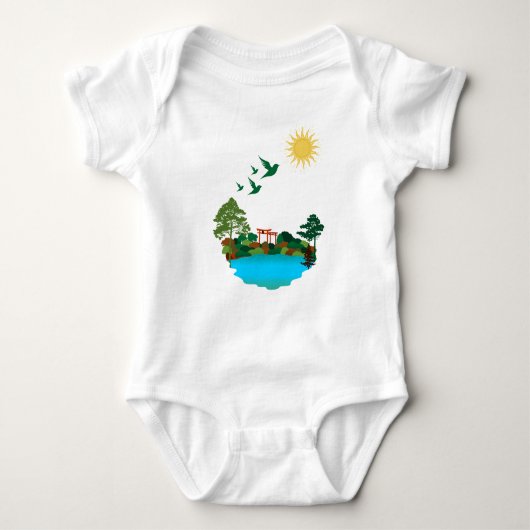 Serene Natuur-geïnspireerde Baby Bodysuit. Romper (Voorkant)