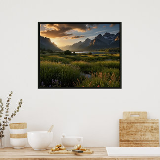 Serene natuur landschap scène poster