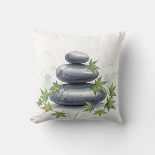 Serene Natuur Zen Rotsen Aquarel Stapeling Kussen