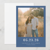 Serene Navy Natuurgetrouwe Foto Save The Date (Voorkant / Achterkant)