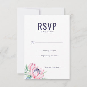 Serene Navy Watercolor Lotus RSVP Kaartje