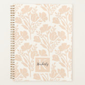 Serene Neutral Peachy Pink Bloemen Monogrammed Planner (Voorkant)