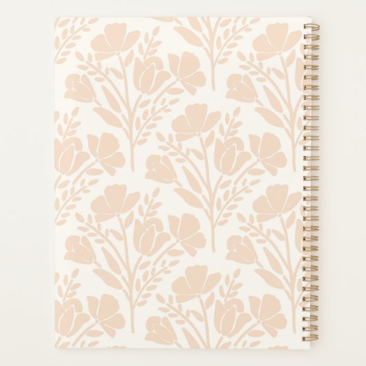 Serene Neutral Peachy Pink Bloemen Monogrammed Planner (Achterkant)