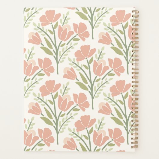 Serene Neutrale Bloemen Monogrammen Planner (Achterkant)