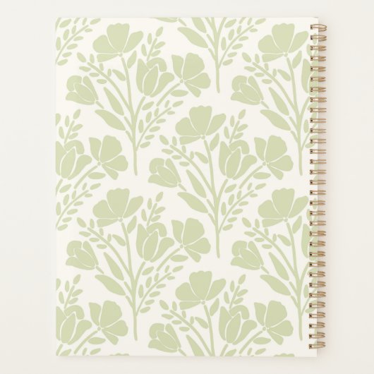 Serene Neutrale Bloemen Monogrammen Planner (Achterkant)
