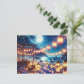 Serene Night Festival bij het Zee Schilderen Briefkaart (Staand voorkant)