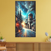 Serene Night Refuge - een schilderachtige stedelij Canvas Afdruk (Insitu (Woonkamer))