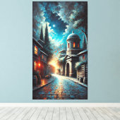 Serene Night Refuge - een schilderachtige stedelij Canvas Afdruk (Insitu (Houten vloer))