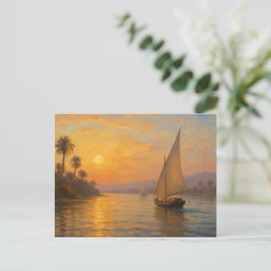 Serene Nile Journey Golden Egyptian Briefkaart