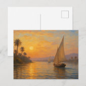 Serene Nile Journey Golden Egyptian Briefkaart (Voorkant / Achterkant)