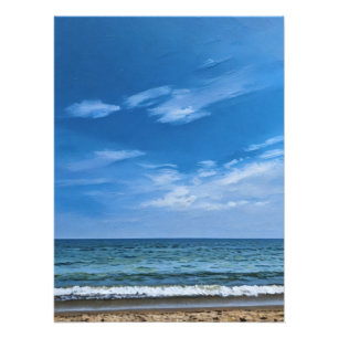 Serene oceaan Uitzicht met blauwe lucht en zachte Foto Afdruk