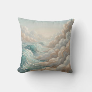 Serene Oceaangolven Bewolkte Lucht Zeegezicht Kussen