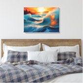 Serene oceaangolven bij zonsopgang canvas afdruk (Insitu (Slaapkamer))
